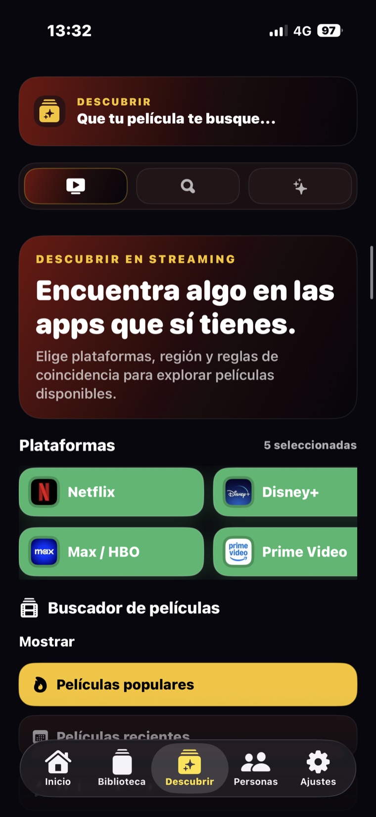 Búsqueda por plataformas de streaming en NextFiction
